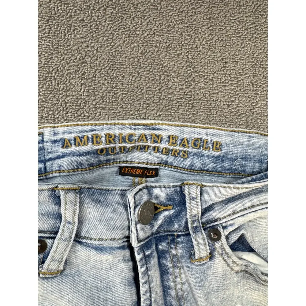 American Eagle Jeans Extreme Flex Slim Denim Light Wash Distressed Size‎ 26 x 28